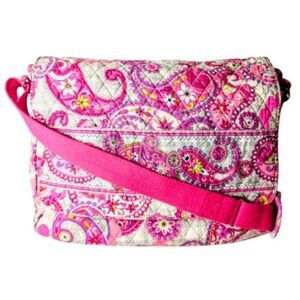 VERA BRADLEY Large Messenger Bag In Plaid Meets Paisley Print